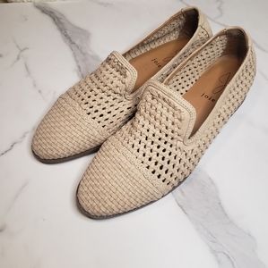 Joie Beige Woven Leather Loafers